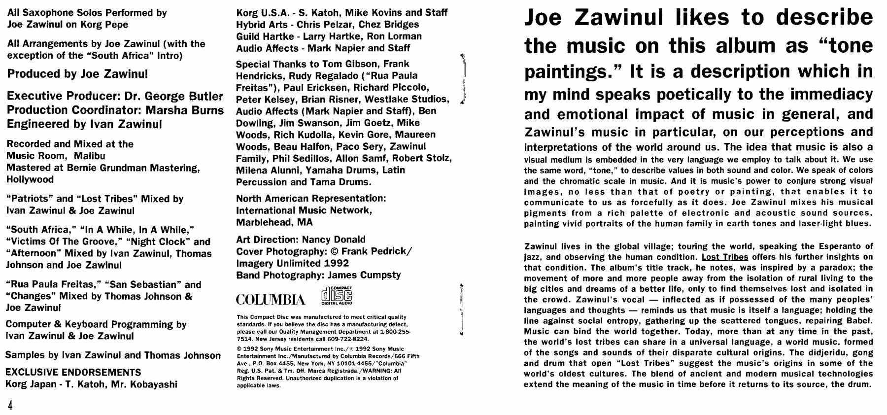 Lost Tribes' Credits